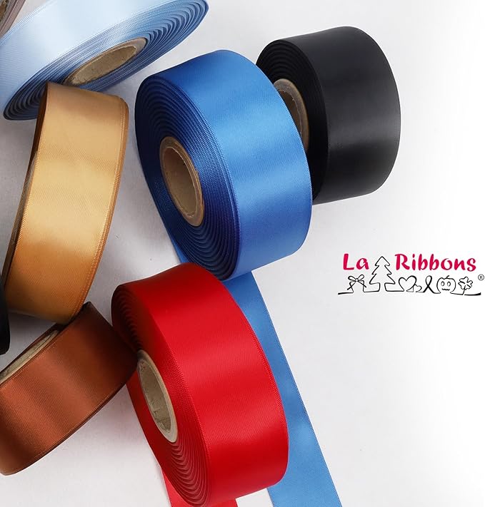 LaRibbons 1 1/2 Inch 50 Yard Double Faced Satin Ribbon,White Satin Craft Fabric Ribbon for Gift Wrapping Floral Bouquets Wedding Party Decoration