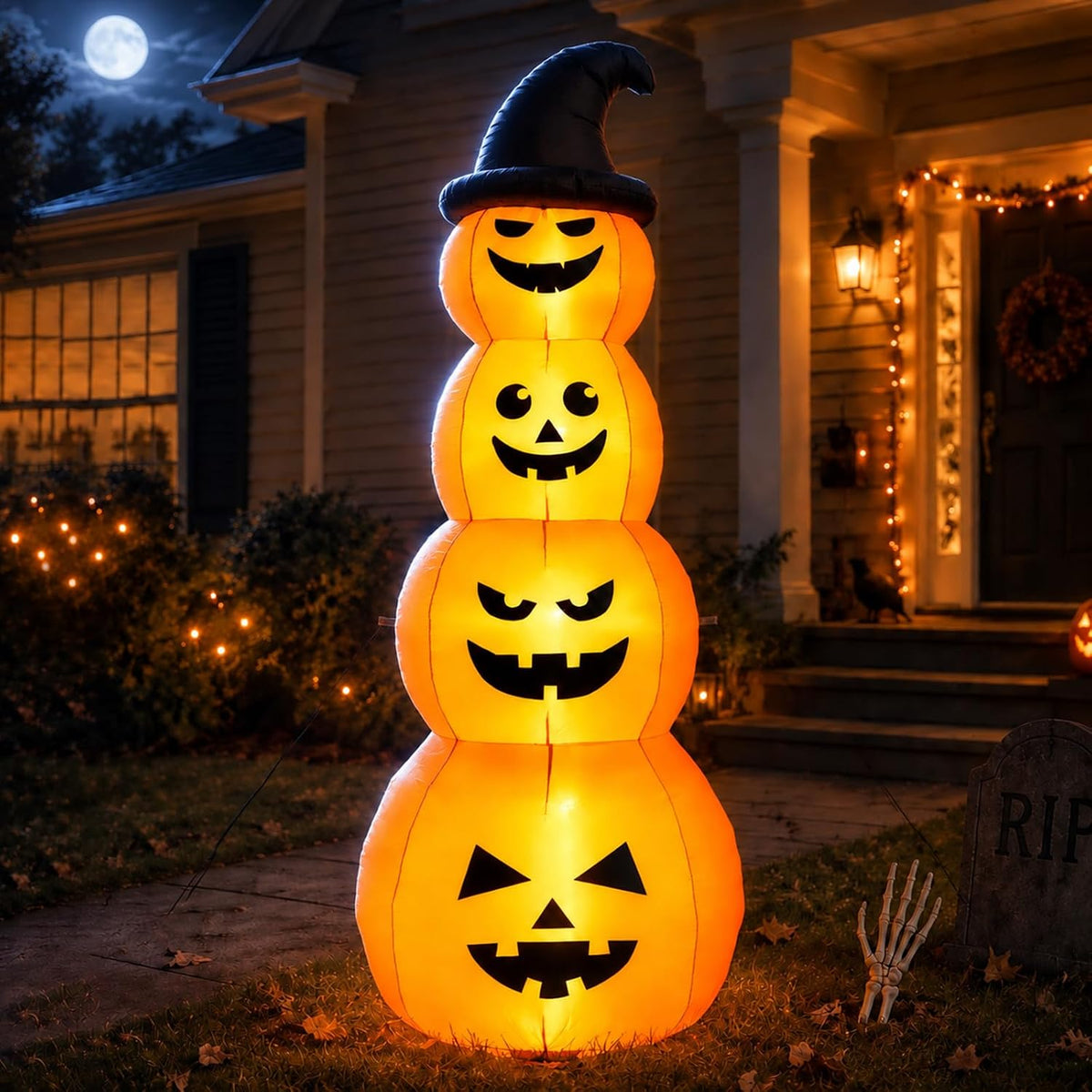 8ft halloween inflatable stacked pumpkins outdoor party decor, main product view