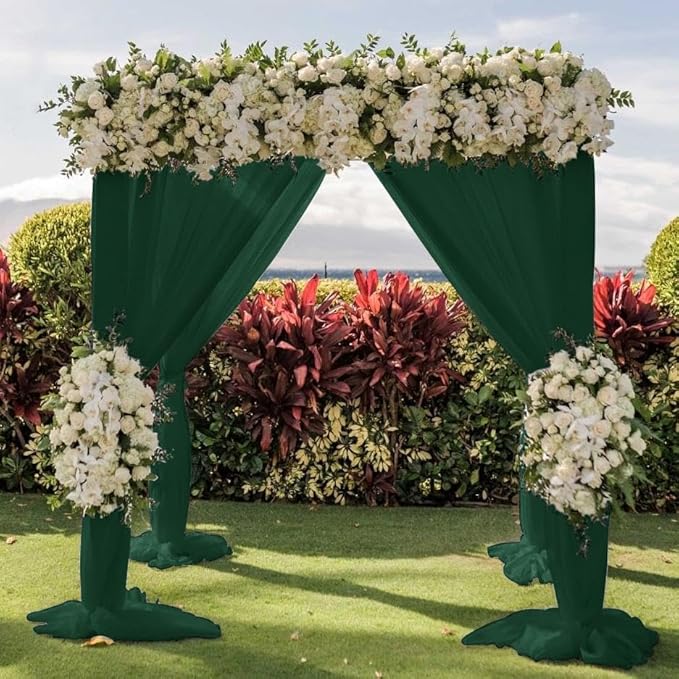 Wedding Arch Draping Fabric 1 Panel 30'' x 18FT Emerald Green Sheer Chiffon Arch Drapery for Photo Booth Bridal Shower Baby Shower Church Decor Newborn Photography Christening Outdoor Party