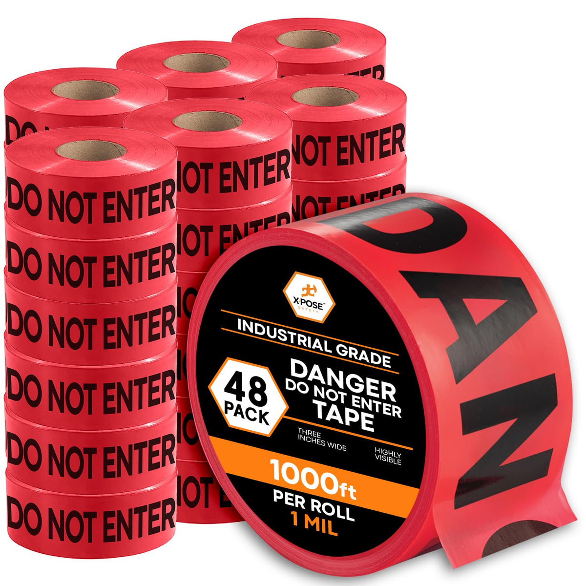 Xpose Safety Red Danger Do Not Enter Tape – Bulk (48 Rolls)