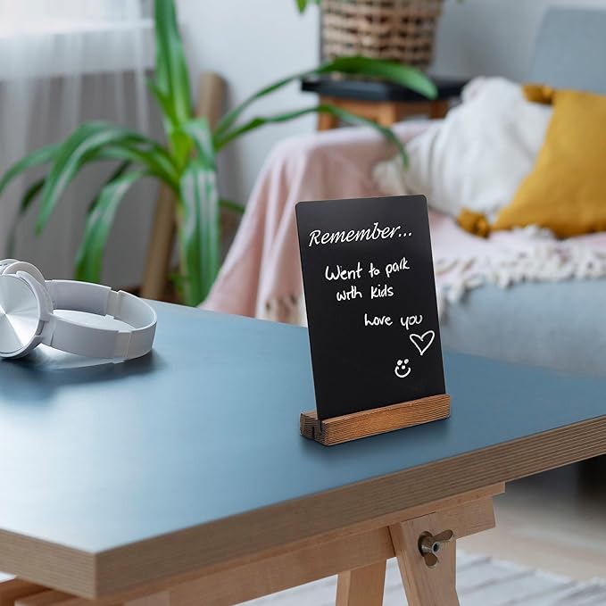 Chalkboard Sign - 8.7x12 in Decorative Family Message Board with Base
