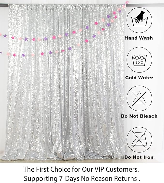 ShinyBeauty 8FTx10FT Silver Sequin Backdrop | Sparkle Drapes for Photoshoots, Weddings, and Parties | Elegant Glitter Background for Photography Backdrops