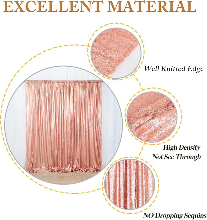 ShiDianYi Blush Curtain Backdrop 4FTx6FT Sequin Photo Backdrops Sparkle Curtains for Backdrop Event&Parties Background Shimmer Fabric Drapery