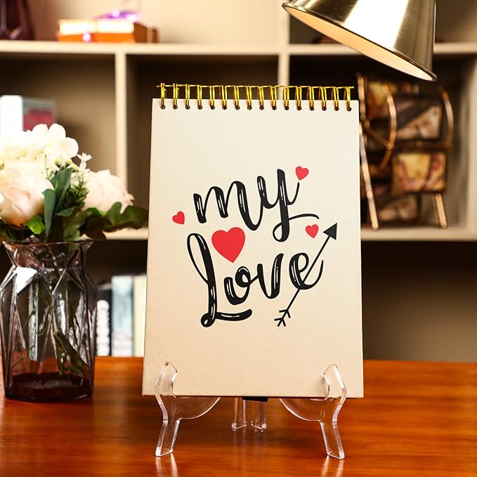 HESTYA 3 Pieces 4.5/7/9.8 Inch Clear Acrylic Easels Display Stands Plate Stands Holders to Display Pictures or Other Items for Weddings, Birthdays, Home Decoration, Tables