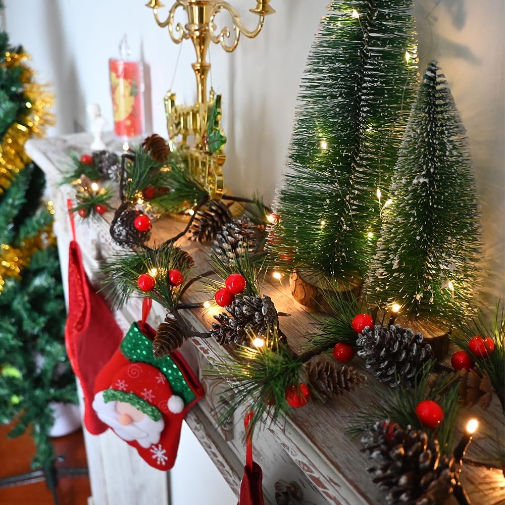 christmas garland lights 6.56ft holiday prelit garlands pine shown in use