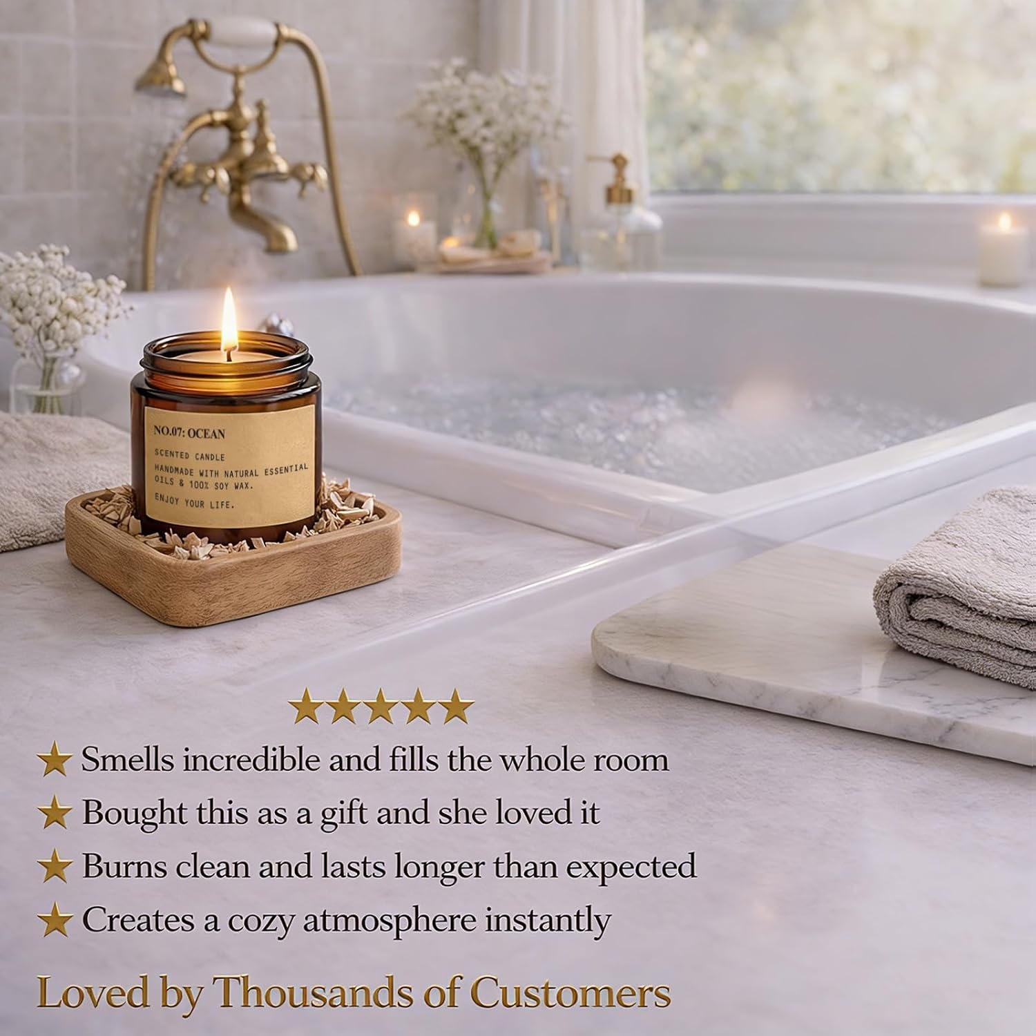 Scented Candles for Home,8 Pack Soy Wax Candle Set,Scented Candles Gift Set,Aromatherapy Candles, Amber Jar Vintage Apothecary Style, 8 Scents Gift Set