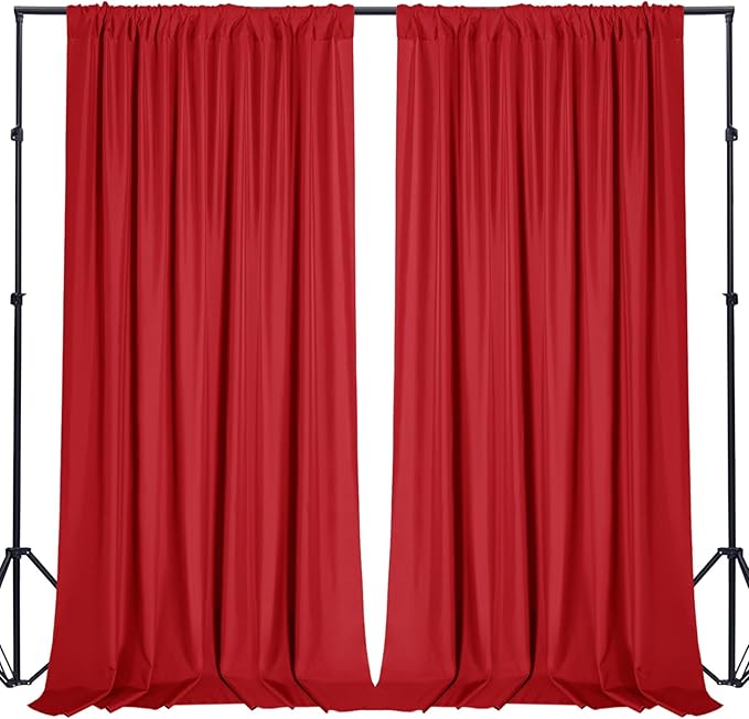 Sugargirl 10x10FT Red Backdrop Curtains Polyester Photo Backdrop Drapes Curtains 2 Panels with Rod Pockets for Party Birthday Wedding Photography Home Decoration