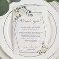 HUIHUANG Wedding Thank You Place Setting Cards, 50 Pieces Wedding Favors Place Cards for Table Setting, Receptions, Dinner Parties, Events and Celebrations (4 X 6 in, Eucalyptus)