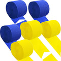 Yellow and Blue Crepe Paper 6 Pcs Streamers for Party Decorations, Birthday Wedding DIY Crafts, Gift Wrapping Supplies