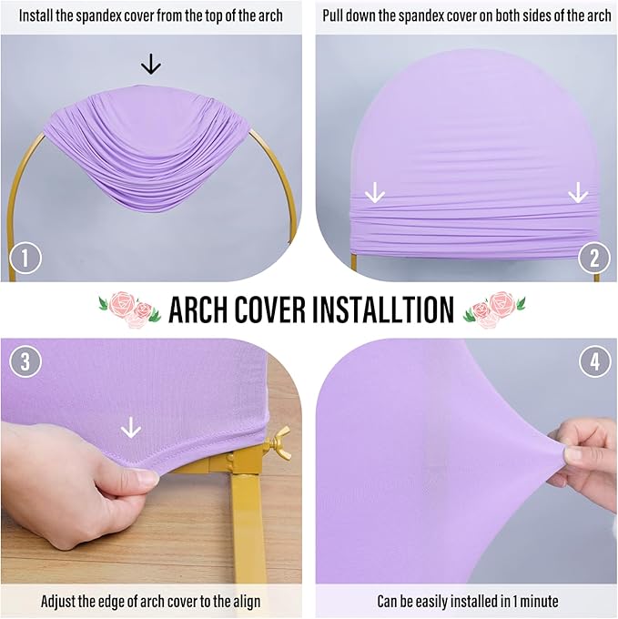 LEBENGURU Upgraded 7.2FT Wedding Arch Cover, Purple Spandex Fitted Arch Backdrop Cover, Round Top Chiara Stand Covers for Birthday Party Baby Shower Banquet Balloon Décor