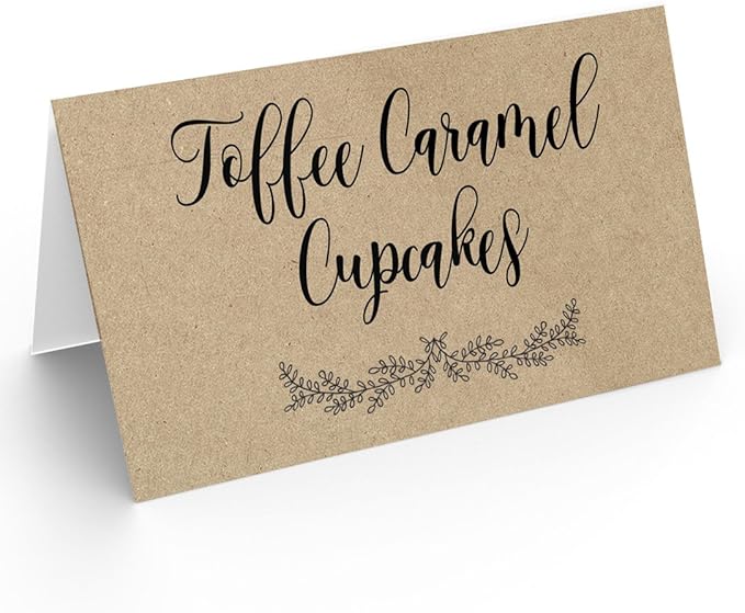 Printed Party Table Place Cards for All Occasions and Events, Set of 25 (Kraft)