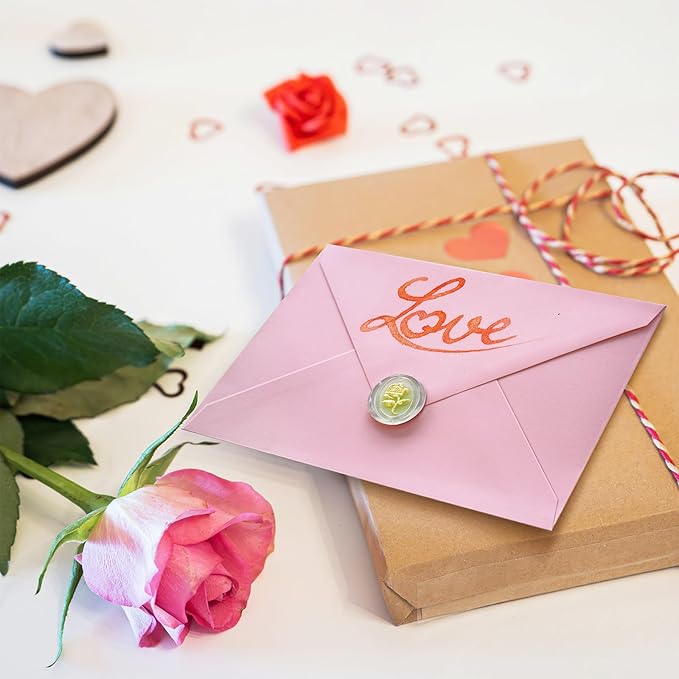 50 Pack 5x7 Envelopes Letter Size, Pink A7 Envelopes Self Seal for Wedding Invitation, Envelope 5.4x7.6 for Greeting Cards, Photos, Baby Shower, Graduation, Thank You Cards, Announcements