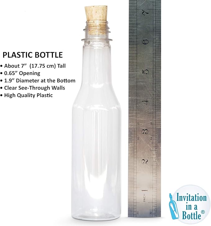 Plastic Bottles & Corks for Bottle Message Invitations, Announcements, DIY Craft, Party Favors & Sand Art - Clear Plastic (450 Bottles & Corks)