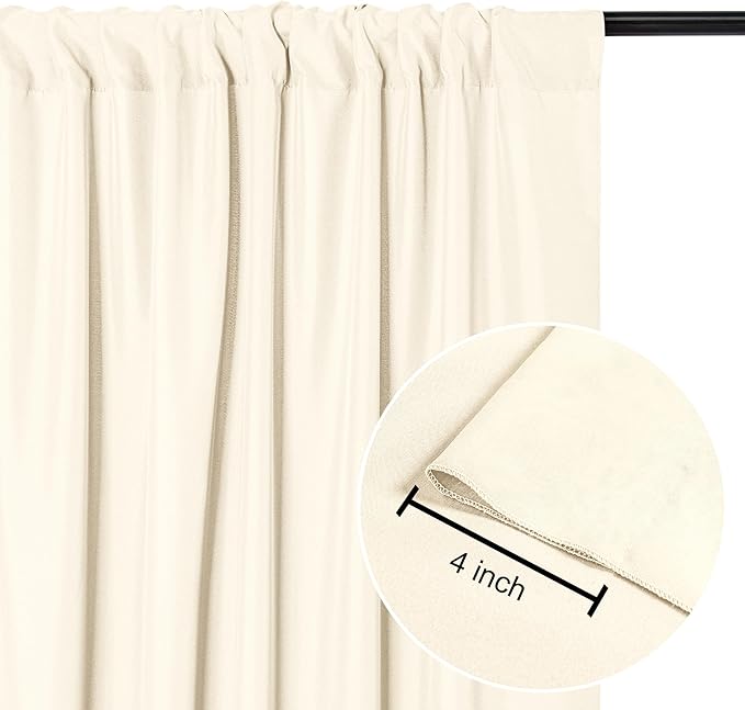 DWCN 10x7 FT Champagne Backdrop Curtains for Parties, Photography Backdrop Drapes with Rod Pockets for Wedding Decorations Stage Birthday Family Gatherings, 2 Panels 5ft x 7ft