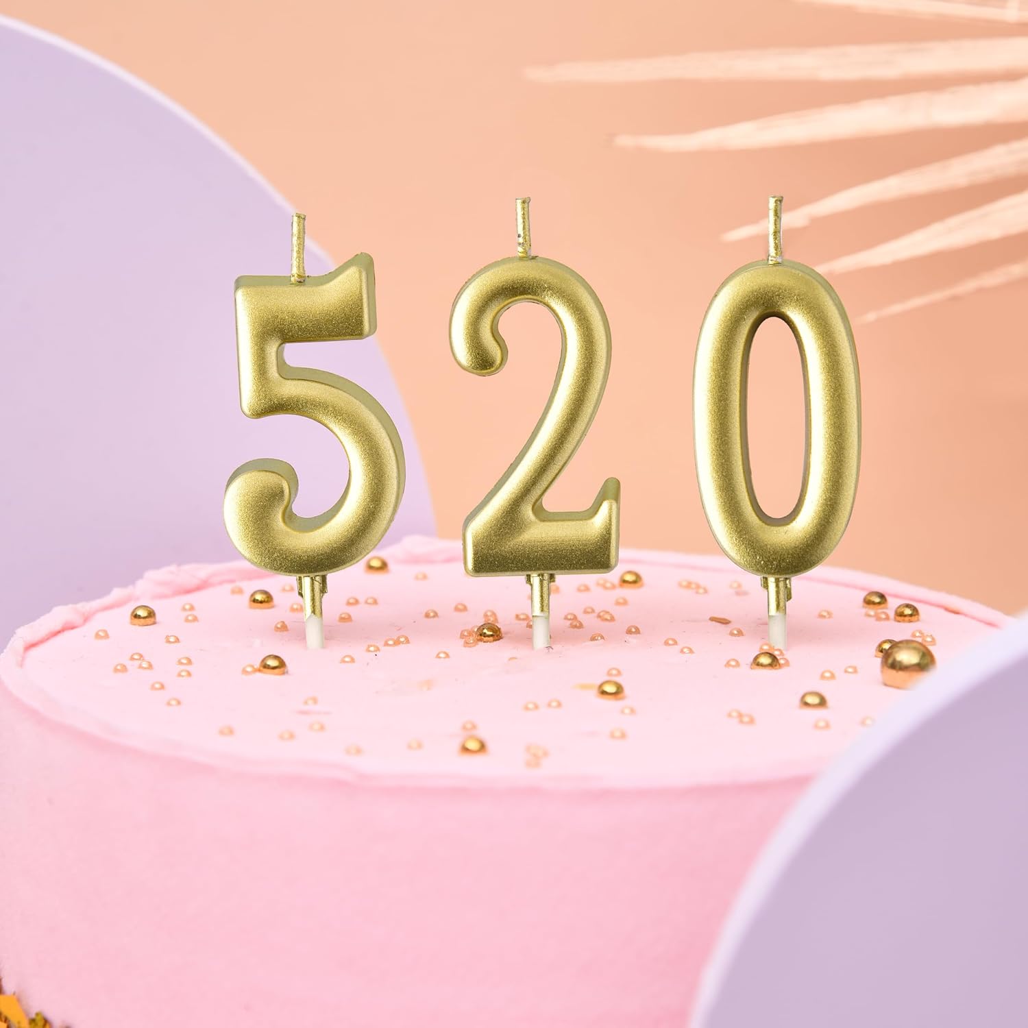 PHD CAKE 10-Pieces Gold Numeral Birthday Candles, Cake Numeral Candles Number 0-9 Glitter Cake Topper Decoration for Birthday,Wedding Anniversary,Party Celebration