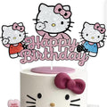Birthday Cake Decorations, Cute Pink Glitter Happy Birthday Cake Toppers, Cartoon Party Supplies