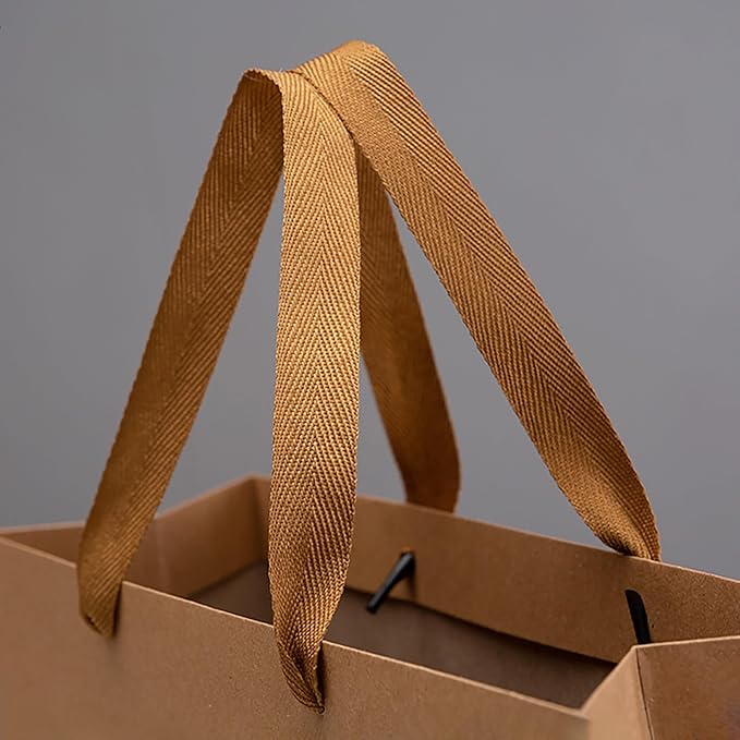 Kraft Paper Gift Bag Small Square Bottom Kraft Paper Bags with Handles (Natural Kraft, 8 x 8 x 8 in, 10 CT)