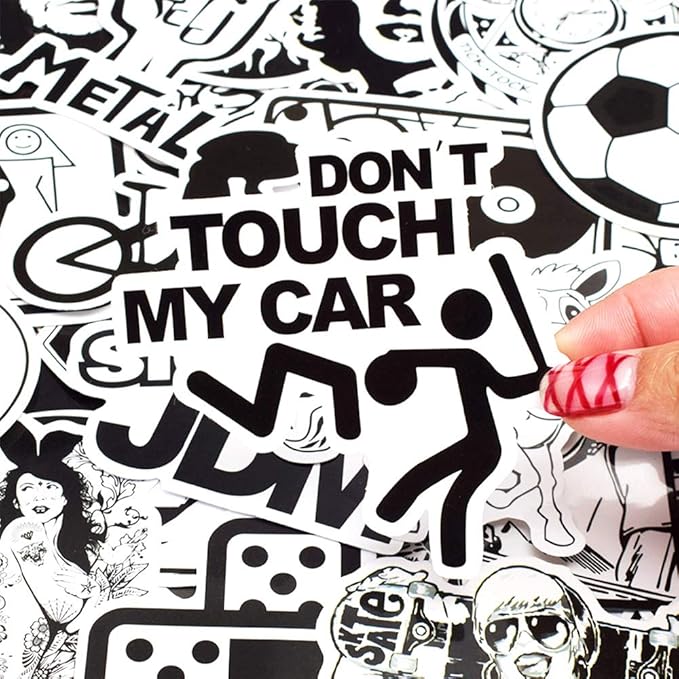 QTL Black and White Stickers for Adults Funny Stickers for Laptop Skateboard Bumper Bike Car Decals Waterproof Vinyl Pack 100Pcs