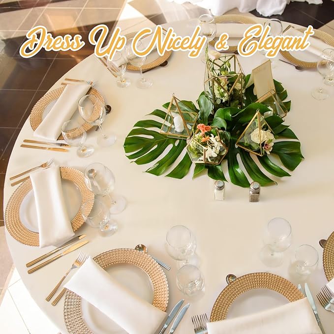 BRILLMAX 6 Pack Beige Round Tablecloths 90 Inch - Circle Bulk Linen Polyester Fabric Washable Table Cloth Cover for Wedding Reception Banquet Birthday Party Buffet Restaurant