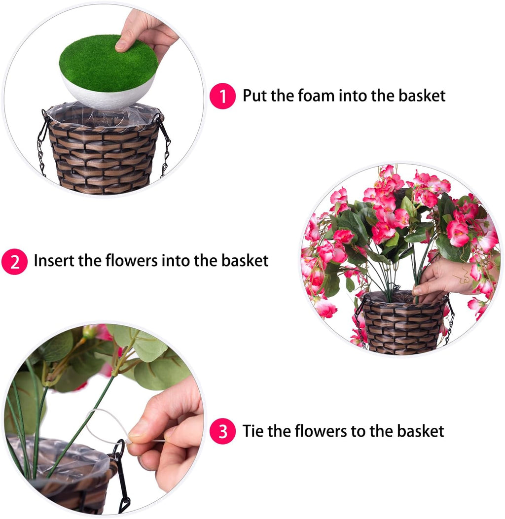 artificial fake hanging hibiscus flowers plants baskets for, package contents