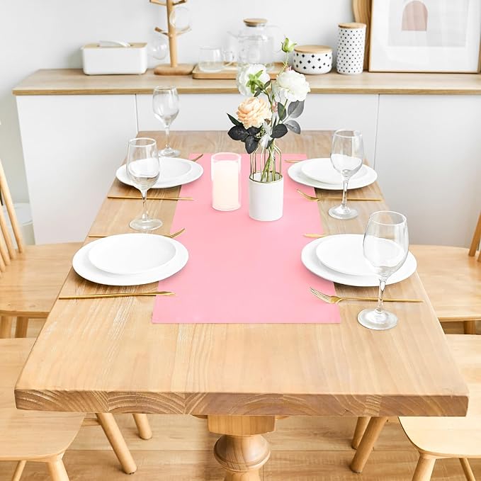 2 Pack Pink Small Short Table Runner 12 x 24 Inch Solid Color Runners Coffee Table Dresser for Daily Party Home Decoration
