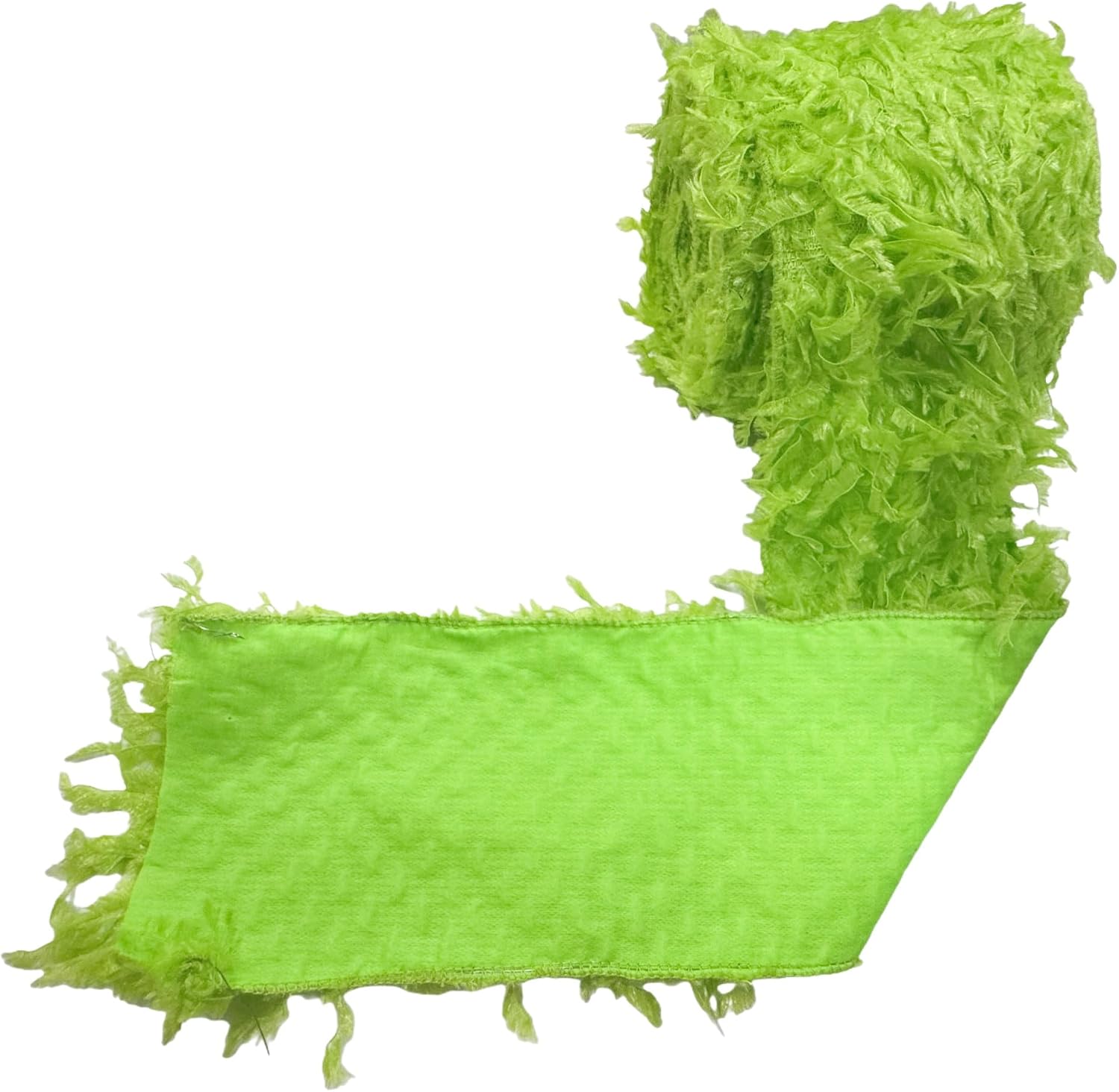 Meseey Festive Green Faux Fur Wired Ribbon Trim,10 Yards Ideal for Christmas Wreaths,Gift Wrapping & DIY Craft Decorations (Lime Green, 4 Inch)