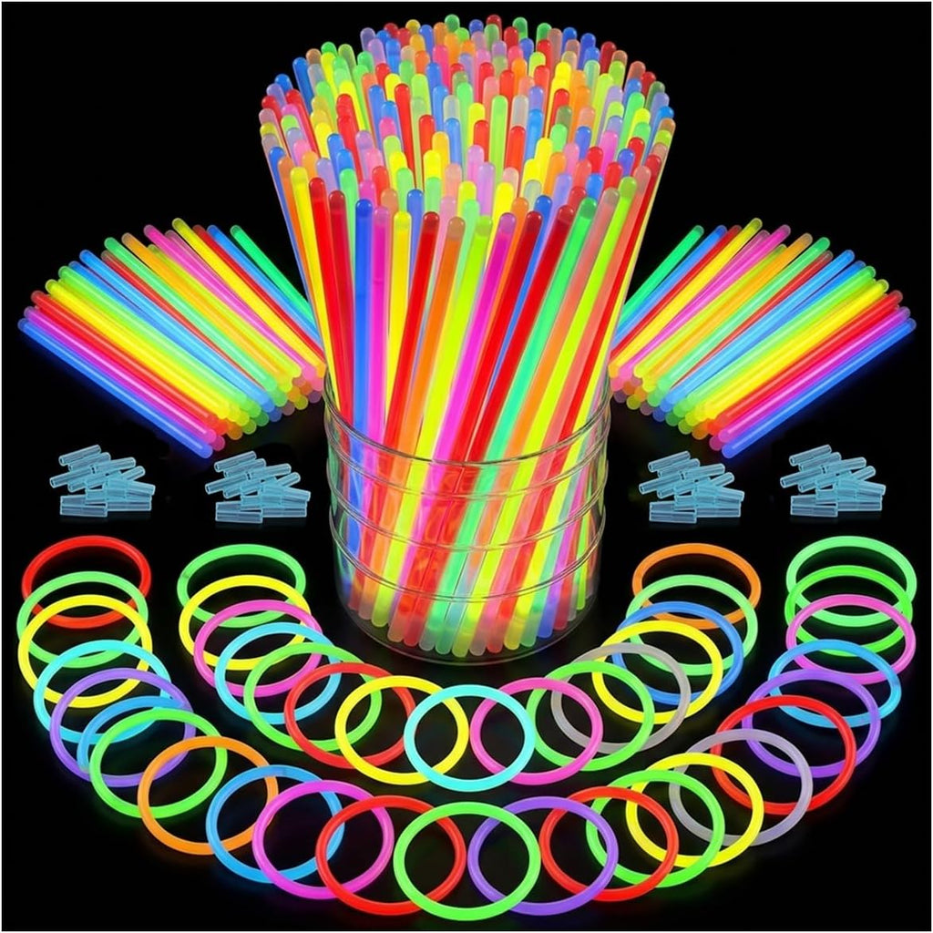 100PCS Glow Sticks Bulk Party Pack, Halloween Glow Sticks For Kids Camping, Glow In The Dark Sticks,8” Glow Party Supplies Bracelets with Connectors