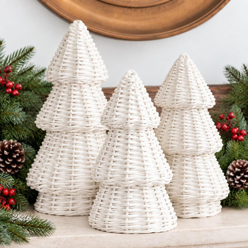 miniinflat 3 pcs woven rattan christmas tree decor, main product view