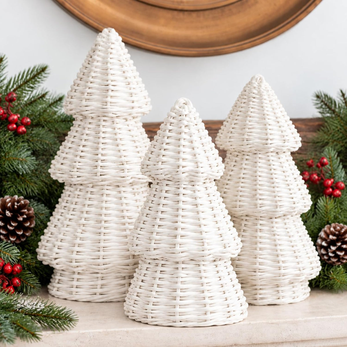 miniinflat 3 pcs woven rattan christmas tree decor, main product view