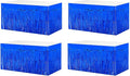 4 Pack 29x108 Inch Metallic Foil Fringe Tinsel Table Skirts for Rectangle Tables Streamer Curtains Backdrop for Wedding, Birthday, Parade Floats, Christmas, Halloween Party Decoration(Blue)