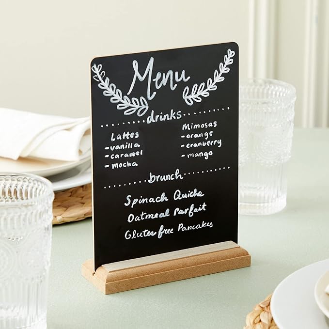 6 Pack Mini Chalkboard Signs with Stand for Table Decorations, Restaurant Food Display, Message Boards, Small Business, Wedding, Banquet, Coffee Shop (6 x 8 Inches)