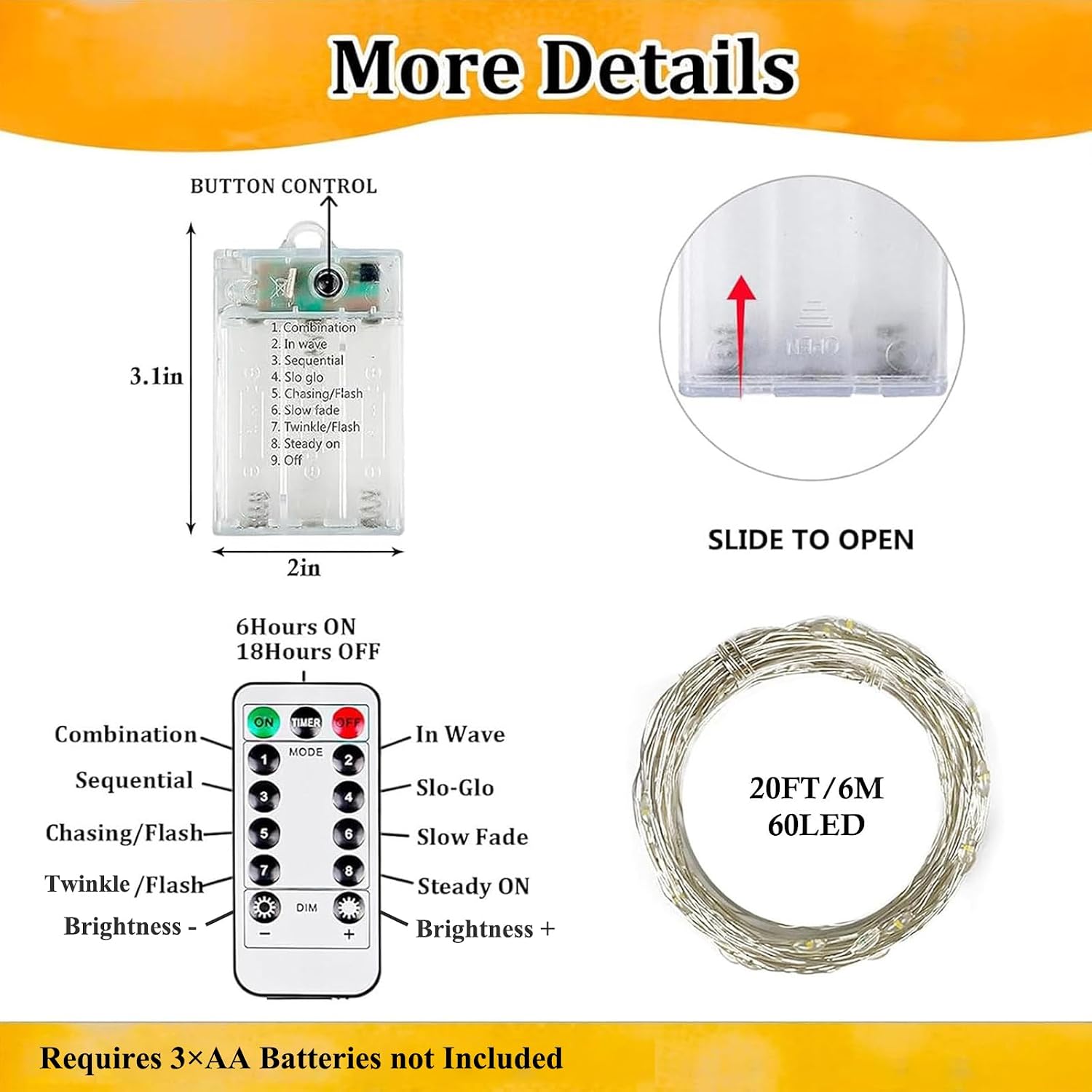4Pack 80FT 240LED Fairy Lights Battery Operated with Remote & Timer | 8 Modes Twinkle String Lights Battery Powered Indoor Outdoor Waterproof for Bedroom Wedding Classroom Christmas Décor, Warm White