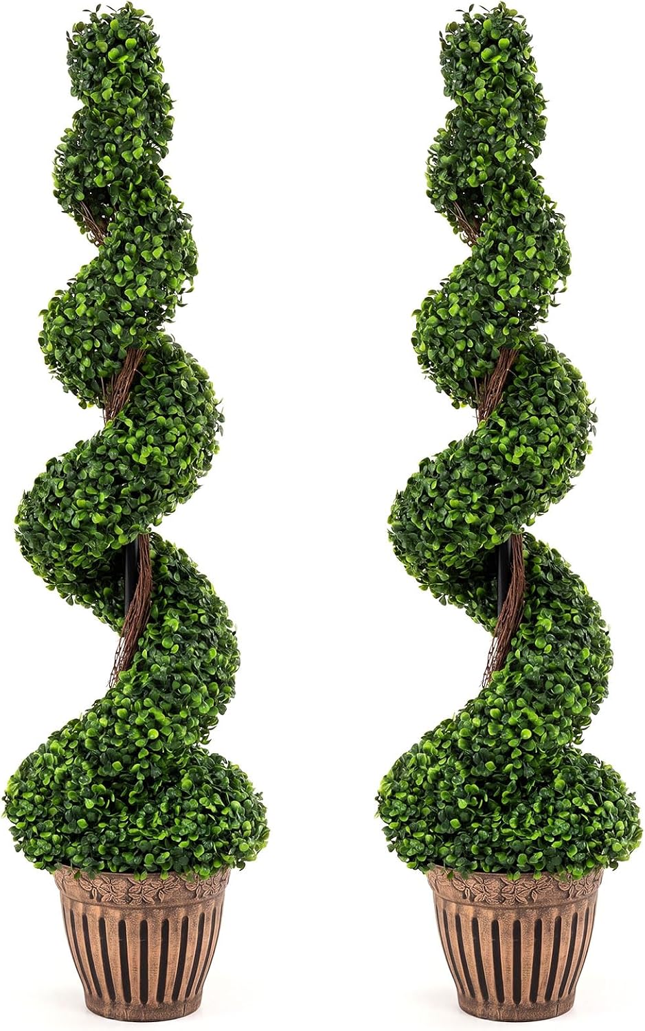 goplus 4 ft artificial boxwood spiral topiary tree, main product view