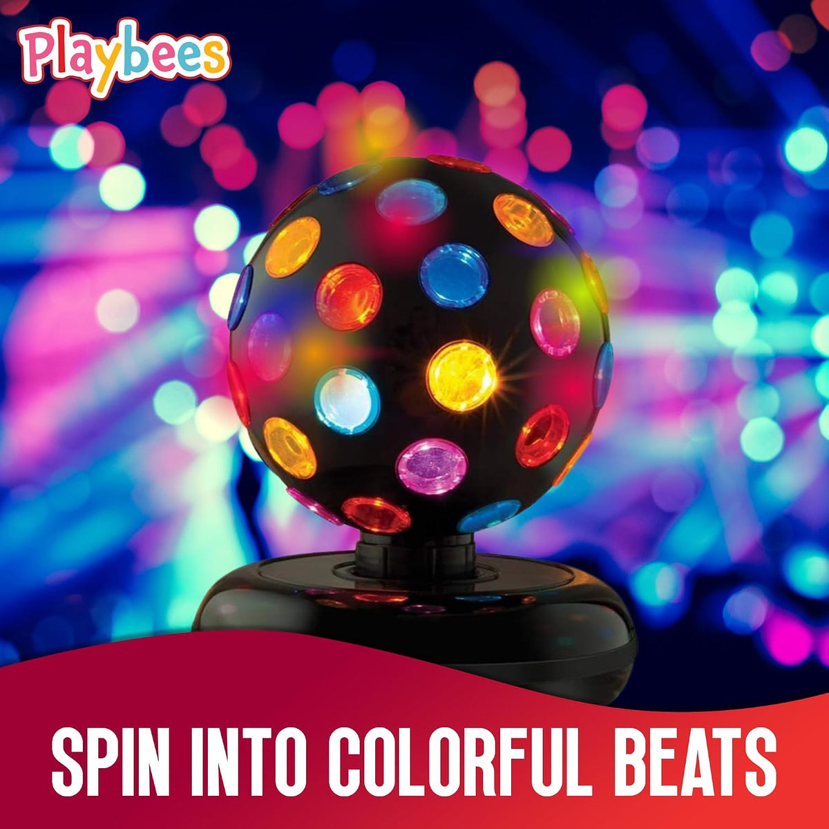Playbees Rotating Disco Ball with LED Lights, 11 Inch Party Light for Home