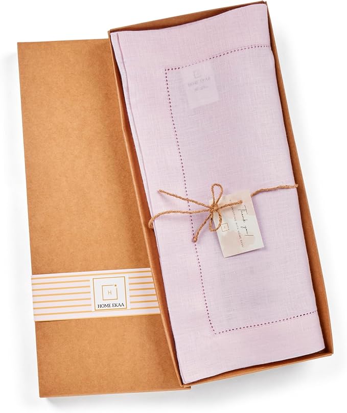 Pink Table Runner 90 inches Long – 100% Pure Linen Hemstitch 14 x 90 Inch Table Runner for Dining, Spring, Summer, Wedding Decorations, Gift – Elara