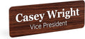 ExcelMark Custom Name Tag - Engraved Name Badge with Pin or Magnetic Backing, 16 Colors, 6 Fonts, and 2 Sizes to Choose from (Walnut w/White Letters, 1"x 3")