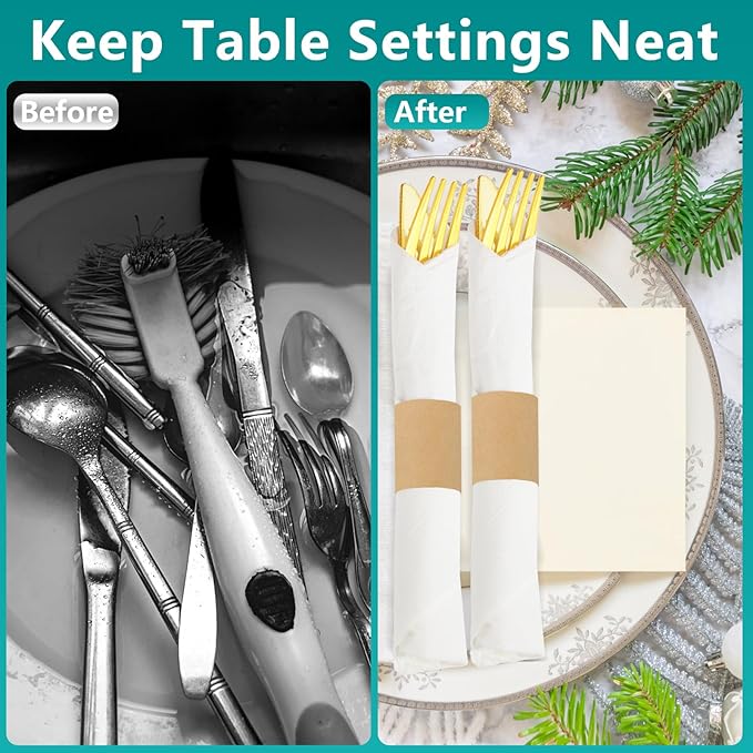 Paper Napkin Bands,Napkin Rings Self Adhesive,Silverware Wraps Bands(Kraft,2000 pcs)