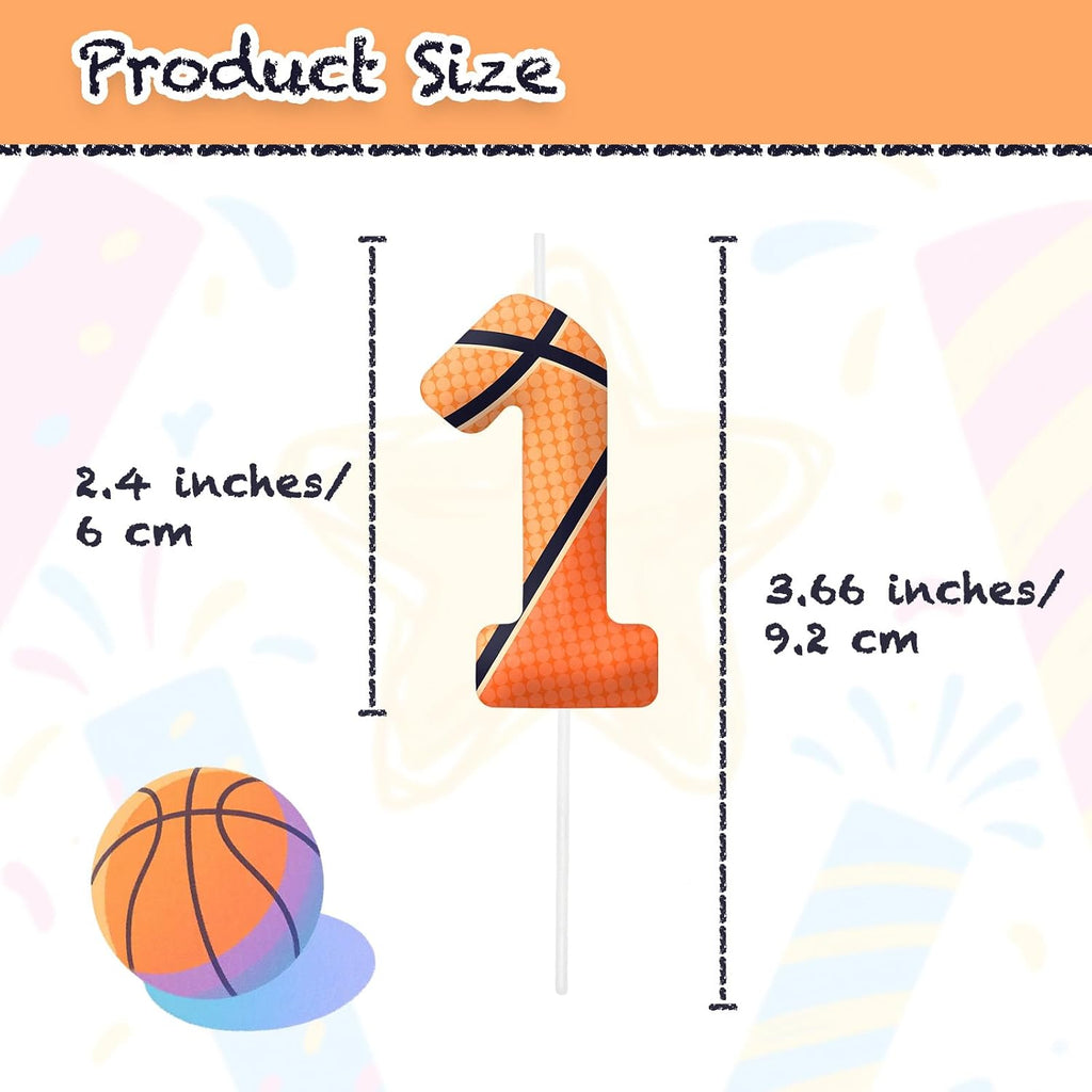 Basketball Number 1 Birthday Candles, Basketball Themed Cake Topper for Boys Girls, Cake Decorations for Birthdays, Sports Theme Party Supplies, Candles for Party Decorations