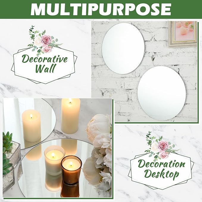 Tuanse 18 Pcs Round Mirror Candle Plate Set Round Trays Circle Centerpieces for Tables Mirror Plate Party Tiles for Wedding Decor Crafts Christmas Decorations(10 Inch)