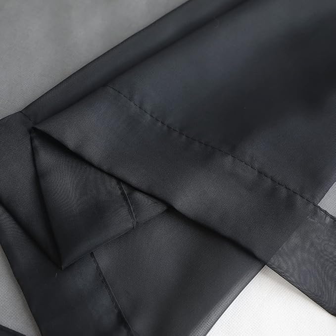 Window Black Sheer Curtains 60 Inches Width 45 Inches Long 2 Panels Sheer Curtain Clear Curtains Basic Rod Pocket Panel for Home Living Room Bedroom Kids Room Yard Patio Parlor Sliding