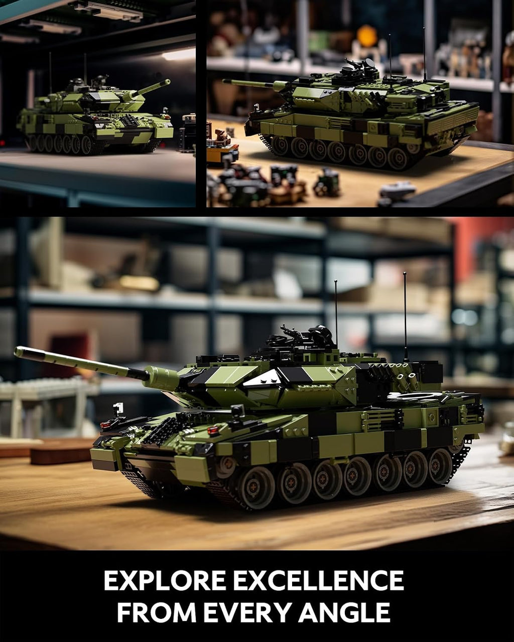 nifeliz leopard 2 a7 tank building set, military, side view