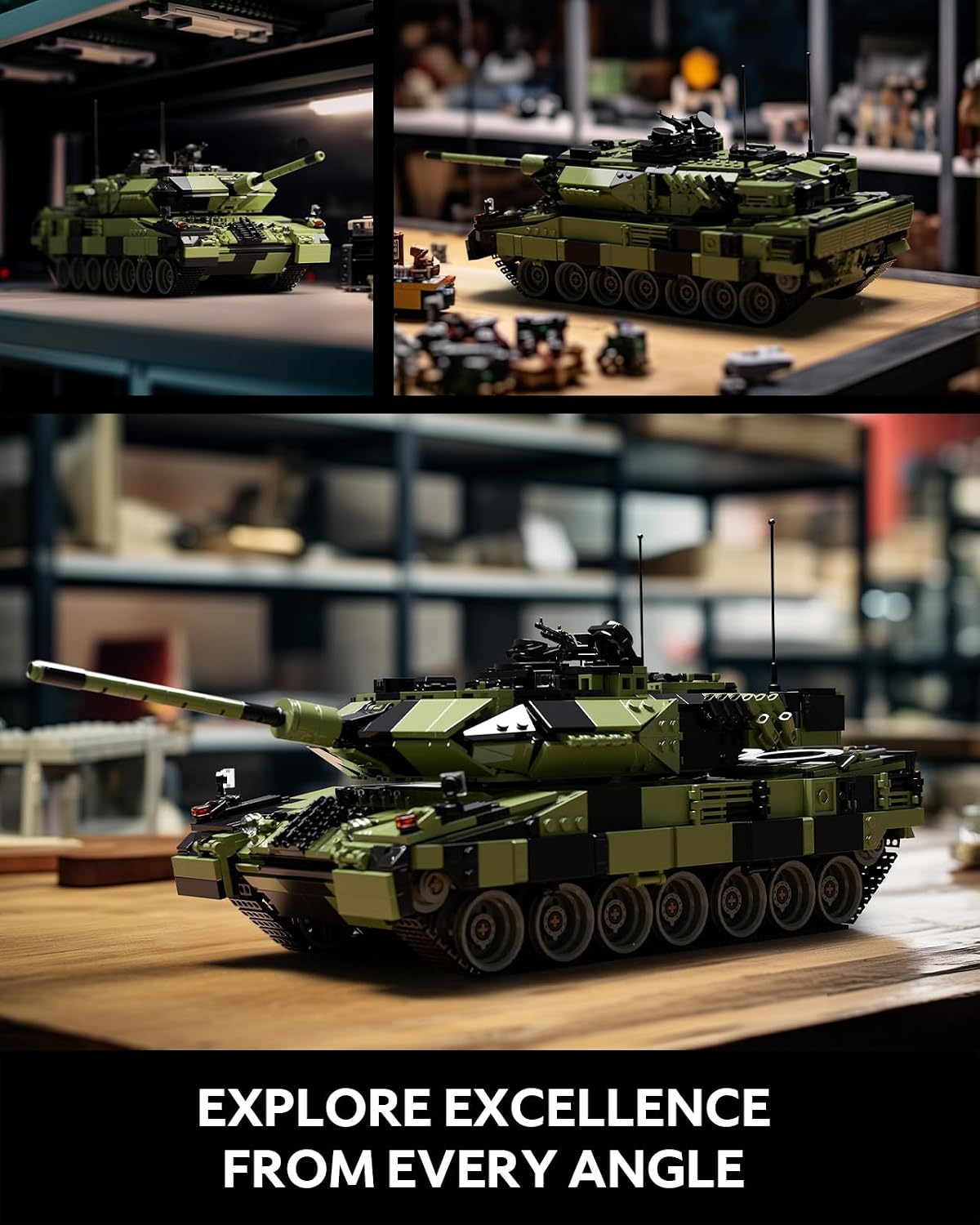 nifeliz leopard 2 a7 tank building set, military, side view