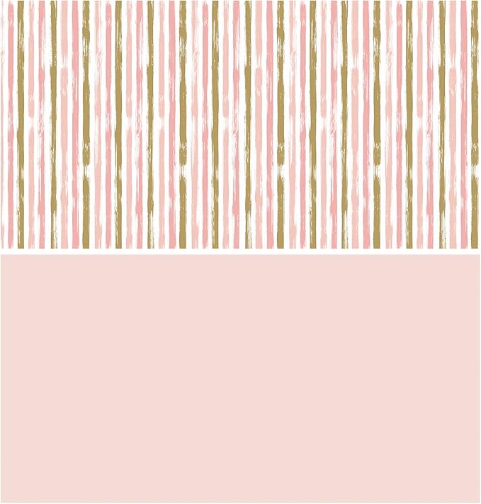WRAPAHOLIC 30 Inch Reversible Wrapping Paper Roll - 30 Inch X 100 Feet Jumbo Roll Pink and Gold Lines Print for Birthday, Holiday, Wedding, Baby Shower and More Occasions