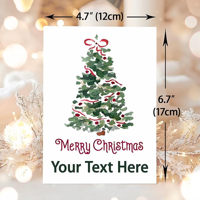 Custom Merry Christmas Cards - 4.7×6.7 Inches, 6 Festive Templates, Personalized Greeting Cards for Xmas (Cards)