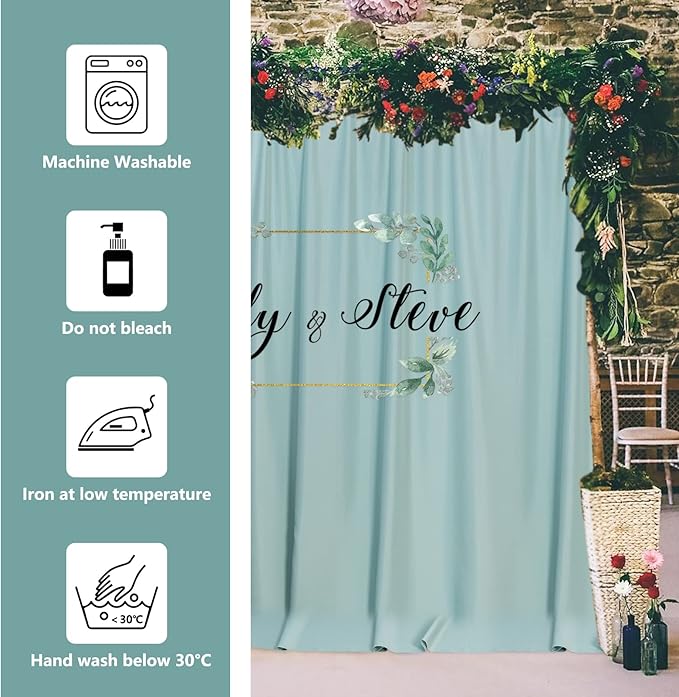 MYSKY HOME Light Green Backdrop Curtains for Parties, Weddings, Stage & Photography - 5ft x 10ft, 2 Panels
