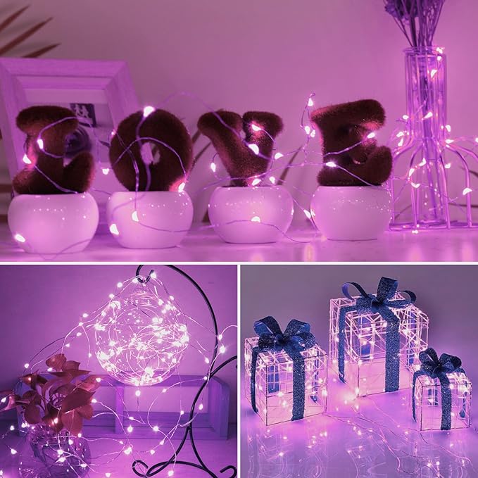 kolpop 30 Pack LED Fairy Lights Battery Operated, 7FT 20 LED Mini Twinkle String Lights Battery Powered Waterproof for Christmas Halloween Mason Jars Party (Purple)