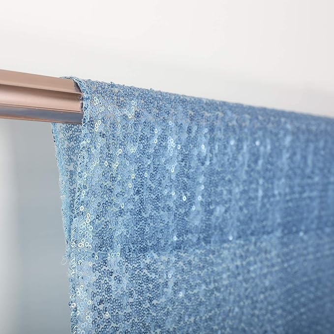 Poise3EHome Baby Blue Sequin Backdrop Curtain,2pcs 2FTx8FT Glitter Panels for Birthday Party Baby Shower Wedding Christmas Thanksgiving Holiday Festival Decor