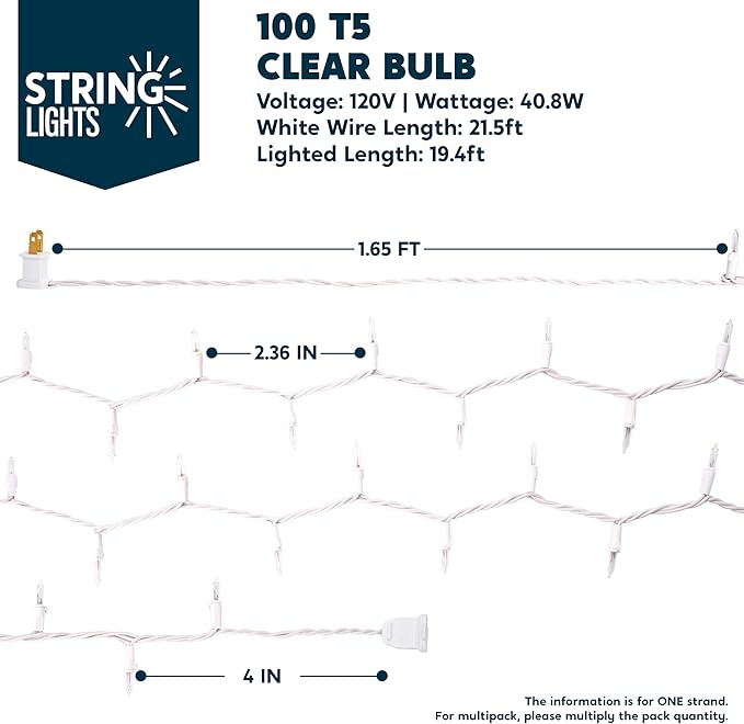 Joiedomi Christmas String Lights Indoor,300(3x100) Mini Warm Fairy Light,64.5FT Lighting Decor for Patio Dorm Classroom Bedroom Holiday Wedding Party Garland Birthday Festival,White Wire