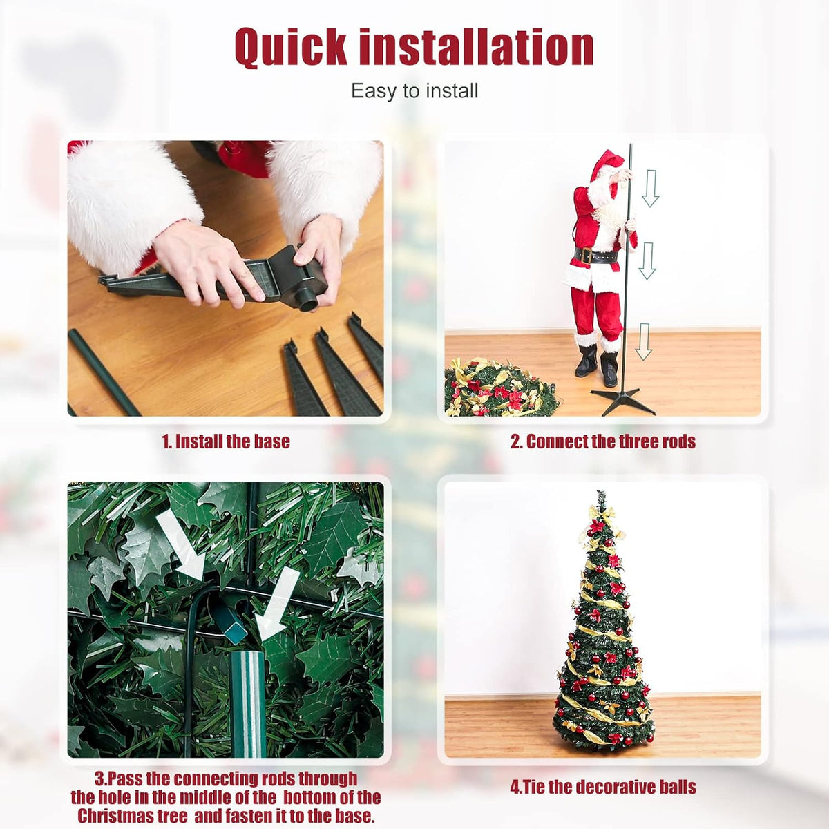 decoway pre lit christmas tree: pop up 6, view 9