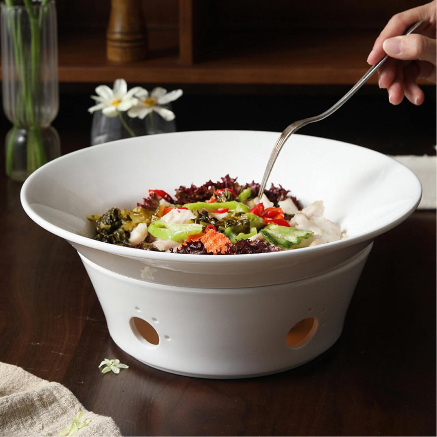 Ceramic candle heating insulation dish Restaurant special bowl -12 "boiled bowl+stove